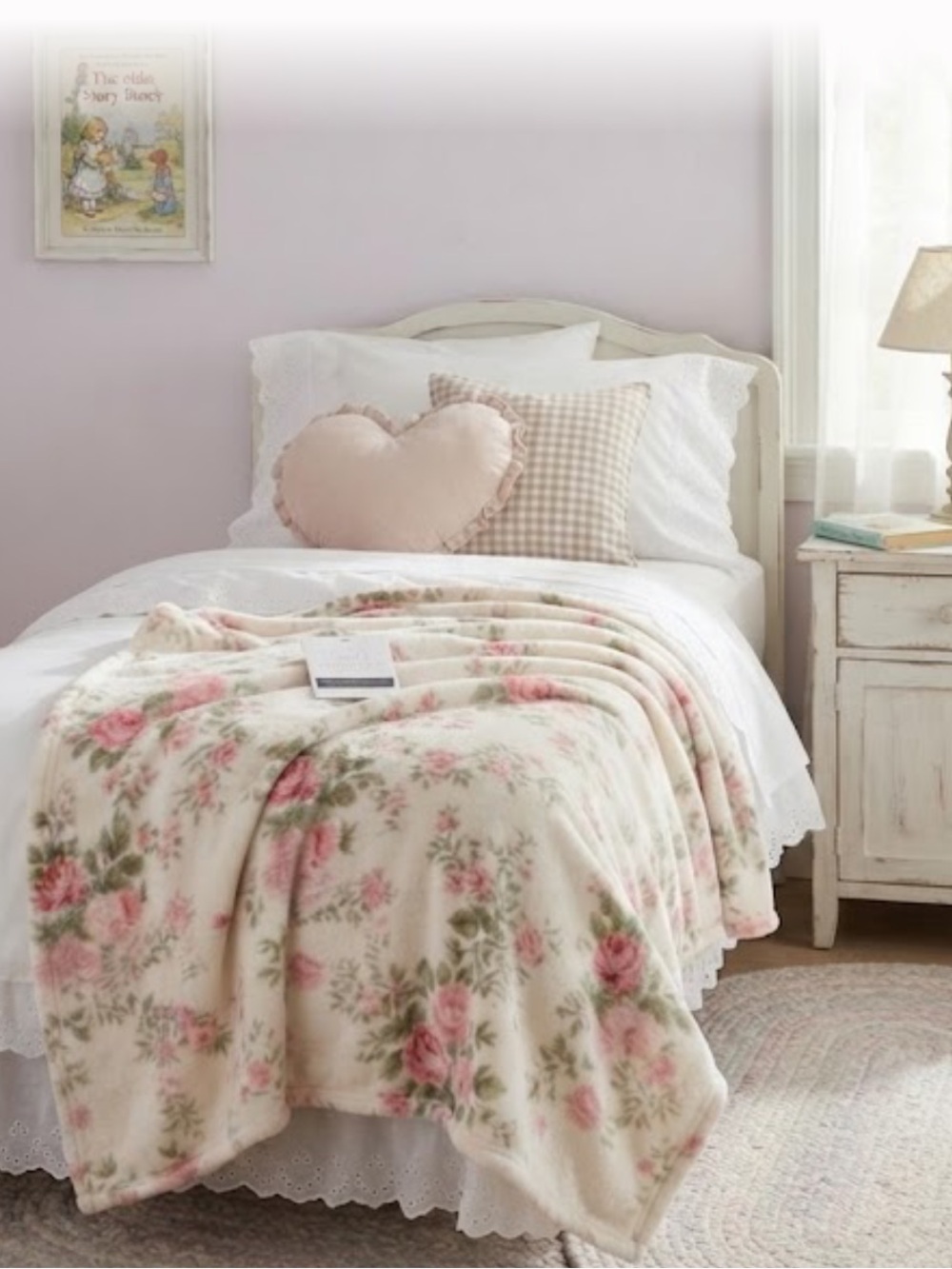 NWT FARMHOUSE RACHEL ASHWELL SHABBY CHIC FLORAL ROSE GARDEN  Plush THROW
